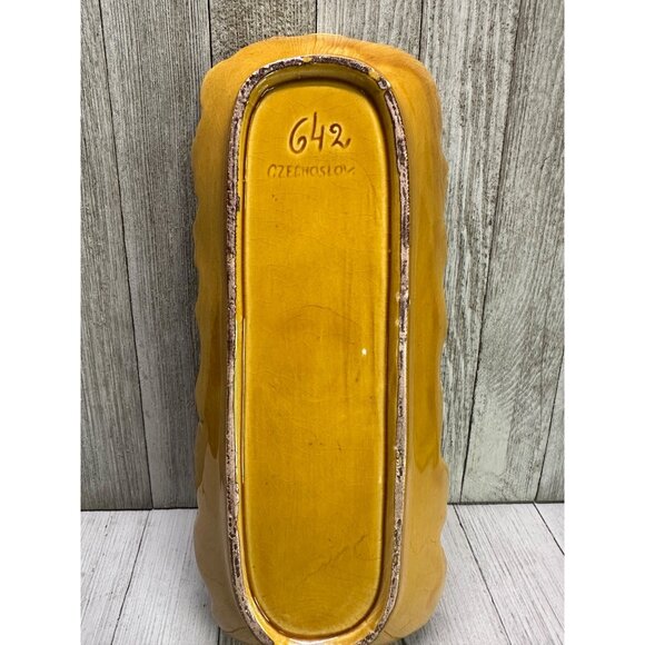 Vtg Czechoslovakian Rectangular Relief Relish Dish Leaf Design #642 11.5" Long - Picture 5 of 7